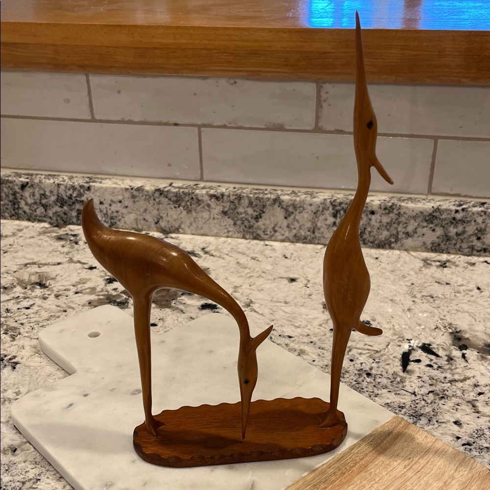 MCM Elegant Wooden Crane Sculpture